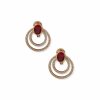 Watches & Jewelry * | The Jewelry Group Oval Pave Doorknocker Clip On Earrings Gold Tone