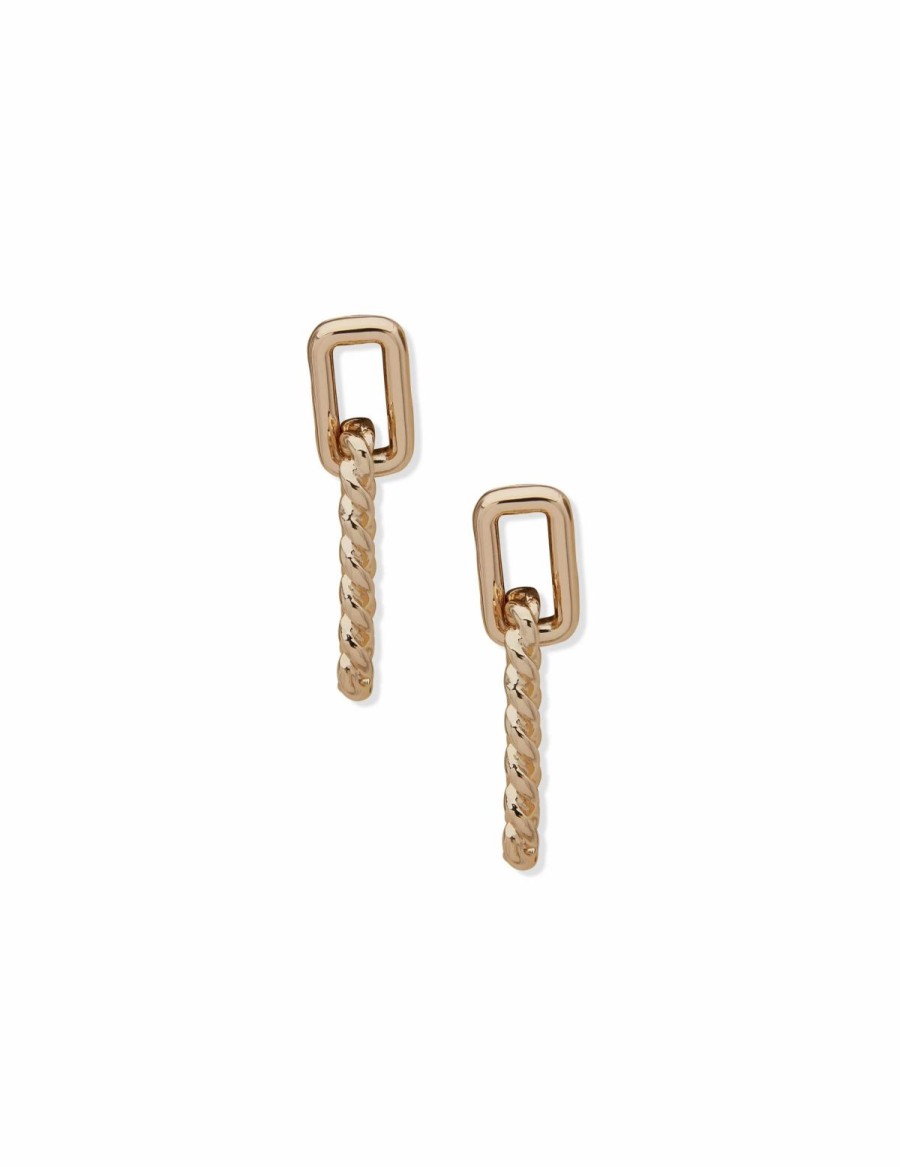 Watches & Jewelry * | The Jewelry Group Twist Drop Earrings Gold Tone