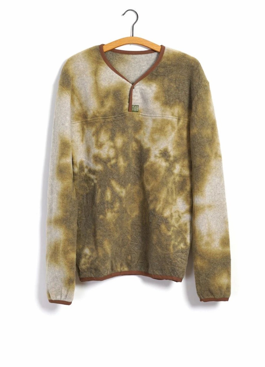 Tops * | Kapital Peace Fleece | Tie-Dye Long Sleeve T | Yellow/Khaki