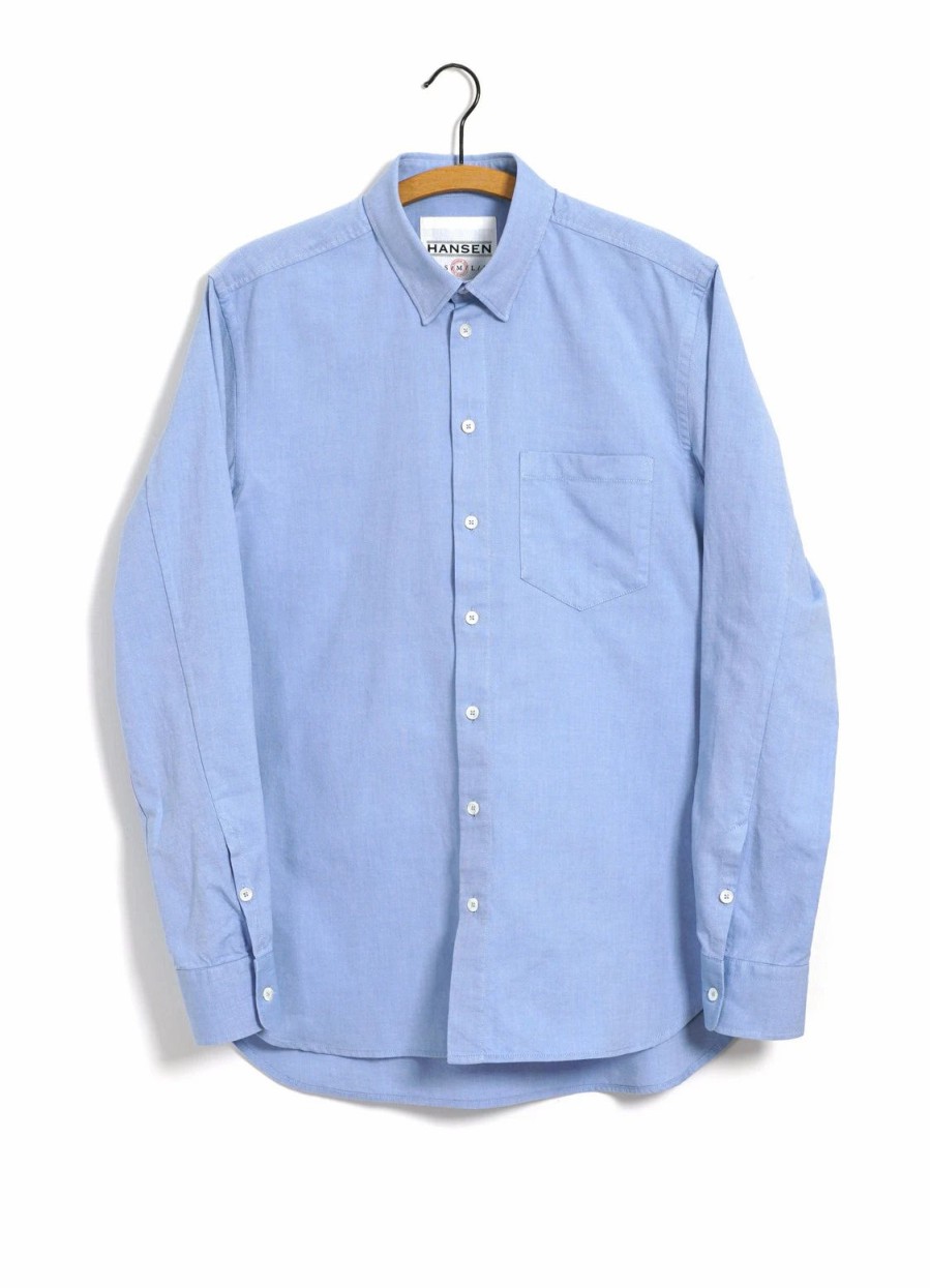 Tops * | Hansen Garments Haakon | Hidden Button Down Shirt | Blue