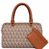 Handbags * | Madden Handbags Mini Ak Cube Logo Satchel Cream-Brown / Saddle