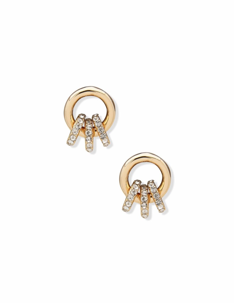 Watches & Jewelry * | The Jewelry Group Drop Earrings With Mini Pave Hoops Gold-Tone