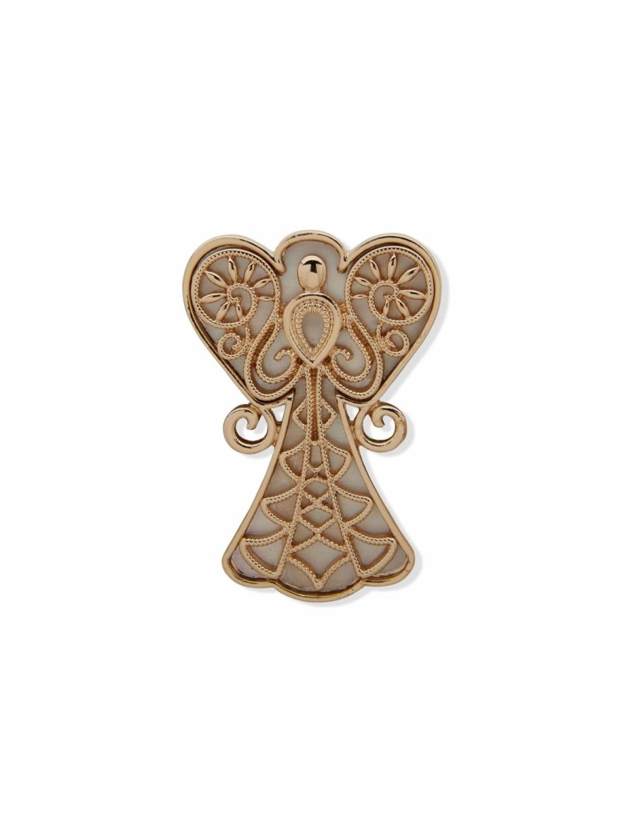 Watches & Jewelry * | The Jewelry Group Angel Mother Of Pearl Pin In Gift Box Gold Tone