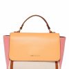 Handbags * | Madden Handbags E/W Color Blocked Canvas Flap Satchel Tan- Cream/ Papaya/ Posie Pink/ Saddle