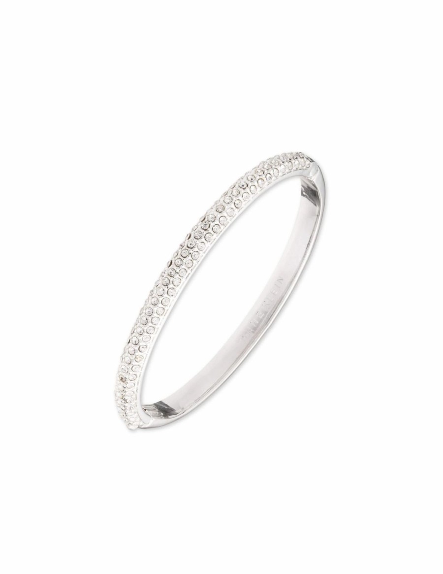 Watches & Jewelry * | The Jewelry Group Crystal Pave Bangle Bracelet Silver-Tone