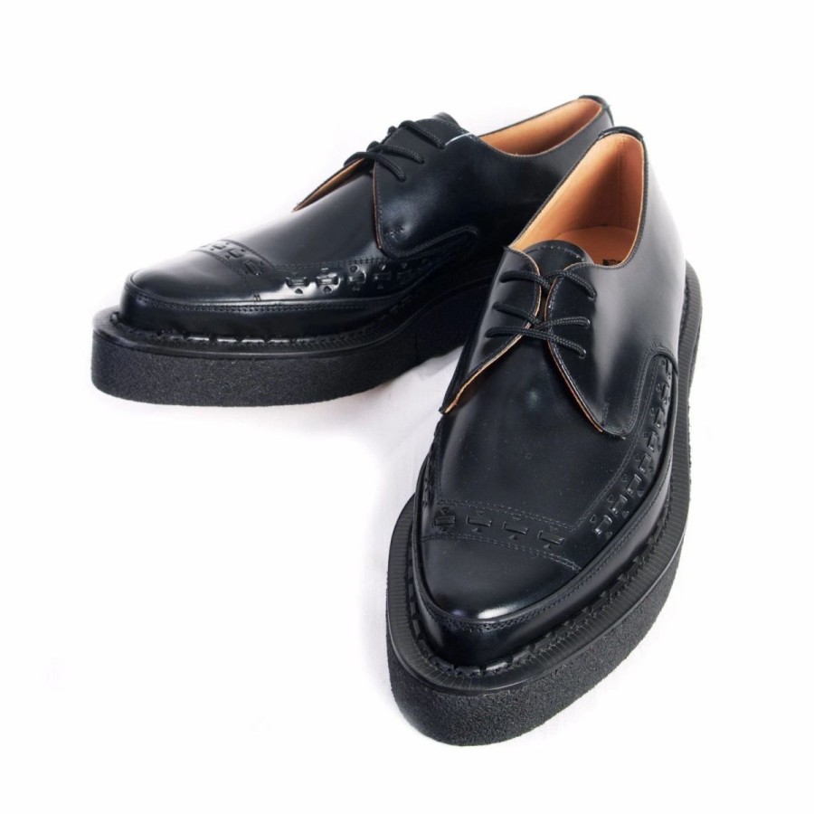 Footwear * | George Cox Creeper Gibson | Leather Shoe | Black