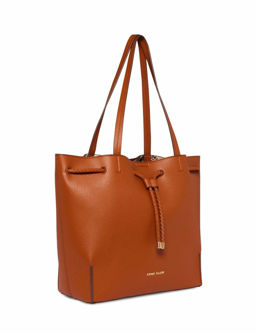 Handbags * | Madden Handbags Braided Drawstring Tote Saddle