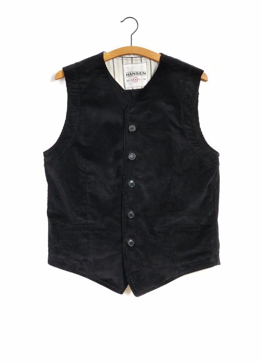 Tops * | Hansen Garments Kaj | Casual Waistcoat | Black