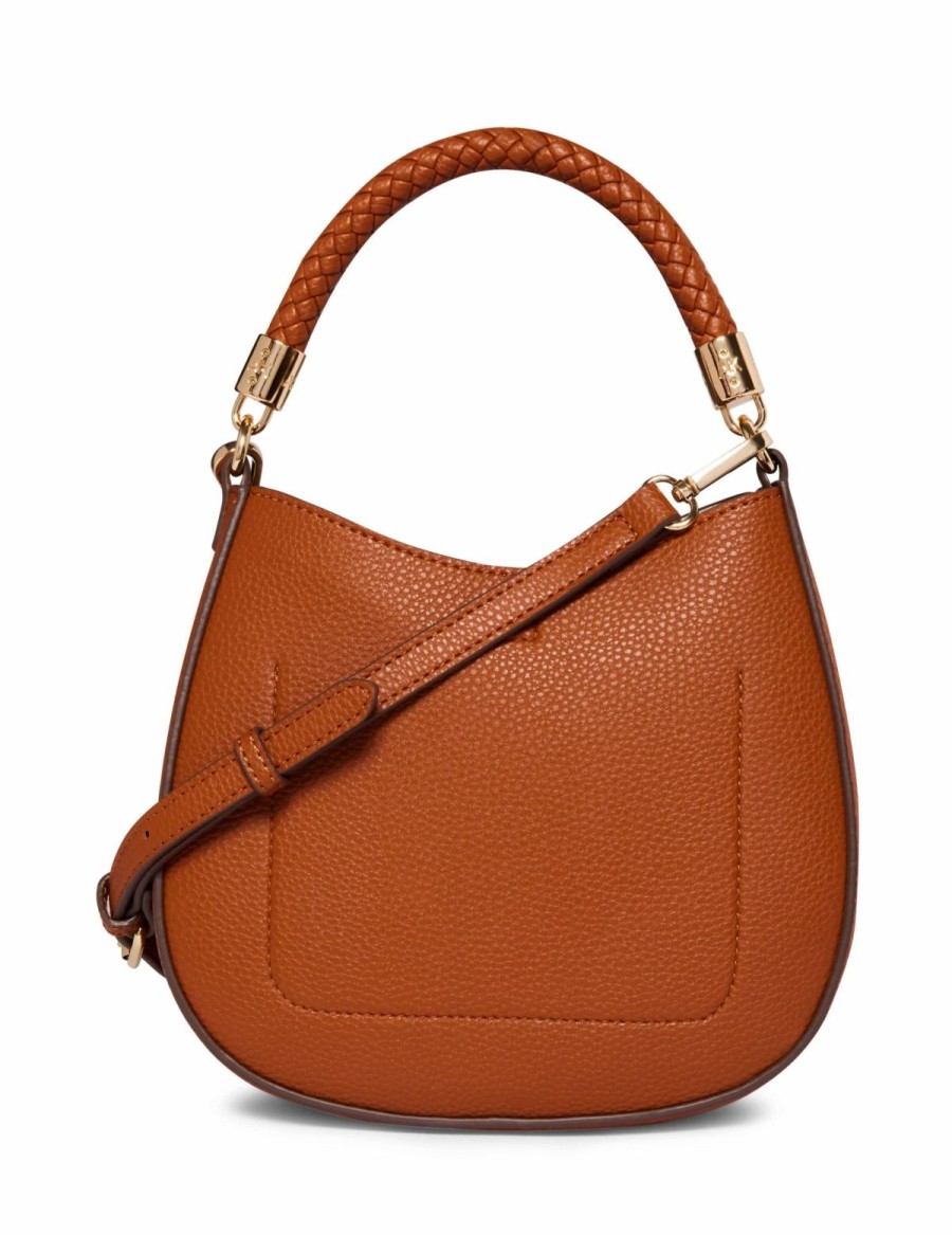 Handbags * | Madden Handbags Braided Handle Hobo Crossbody Saddle