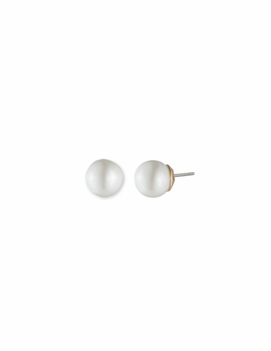 Watches & Jewelry * | The Jewelry Group Blanc Faux Pearl Stud Earrings Gold-Tone