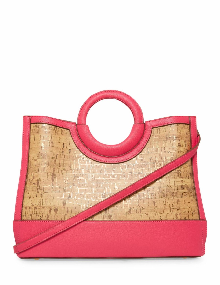 Handbags * | Madden Handbags Cork Rounded Top Handle Satchel Fuchsia / Cork