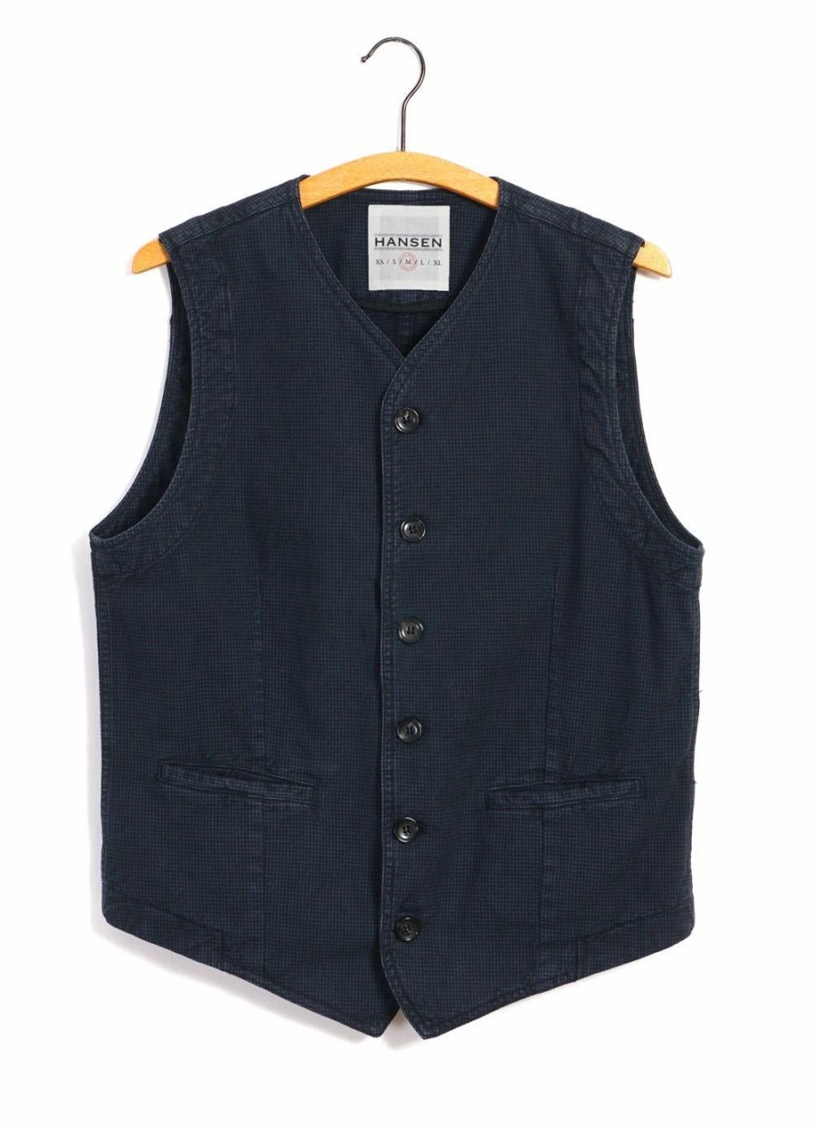 Tops * | Hansen Garments Kaj | Casual Waistcoat | Black Navy