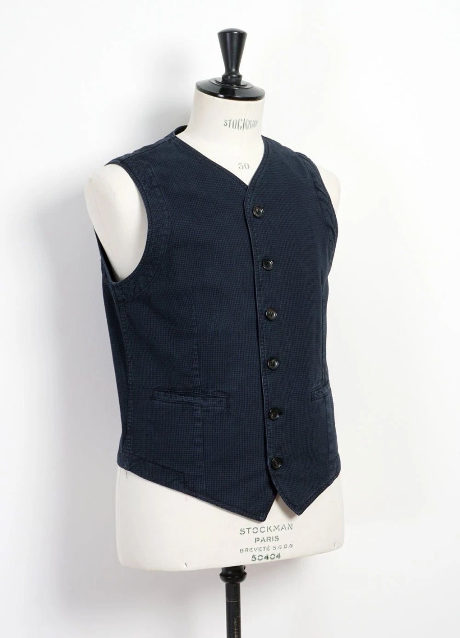 Tops * | Hansen Garments Kaj | Casual Waistcoat | Black Navy