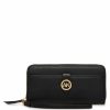 Handbags * | Madden Handbags Zip Around Wallet Black/Black