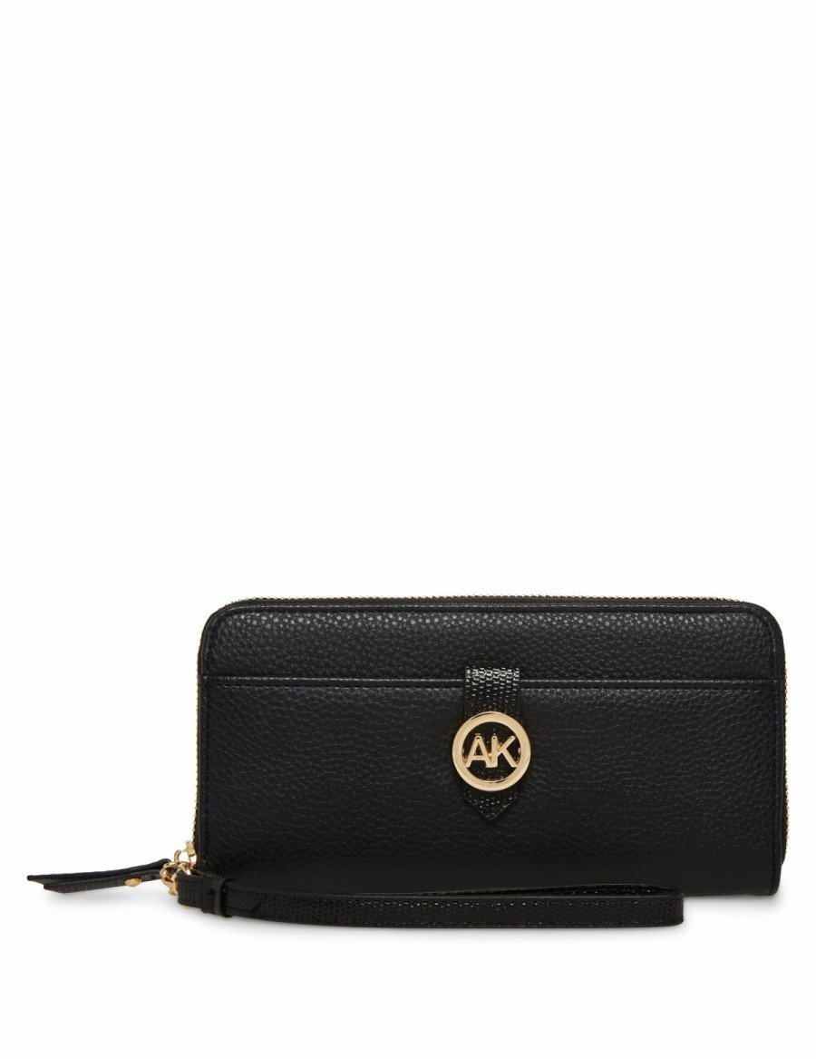 Handbags * | Madden Handbags Zip Around Wallet Black/Black