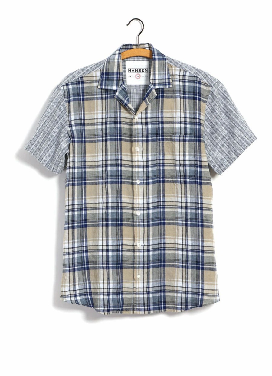 Tops * | Hansen Garments Jonny | Short Sleeve Shirt | Blue Checks