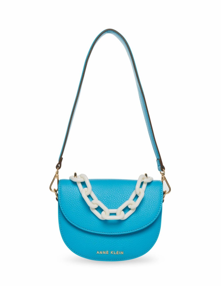 Handbags * | Madden Handbags Mini Convertible Shoulder Bag With Resin Chain Turquoise Sea / Turquoise Sea / Anne White