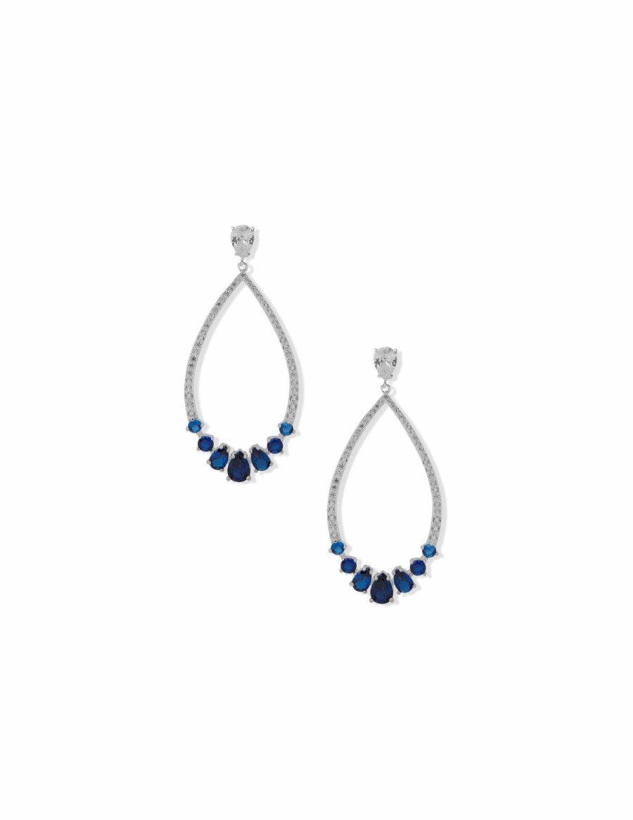 Watches & Jewelry * | The Jewelry Group Drop Post Sapphire Pierced Earrings Silver Tone