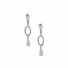 Watches & Jewelry * | The Jewelry Group Double Drop Pear Stone Clip Earrings Silver Tone