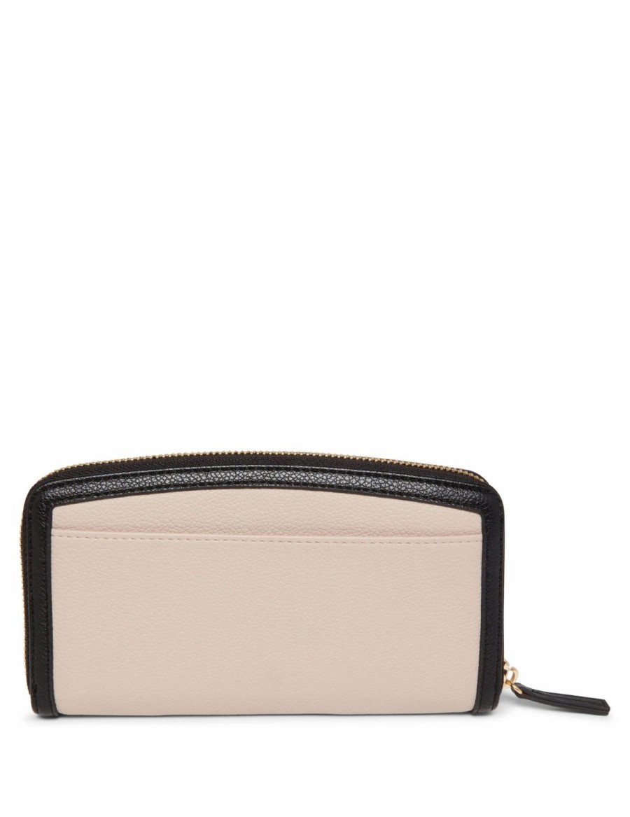 Handbags * | Madden Handbags Colorblocked Zip Around Wallet Stone/ Black