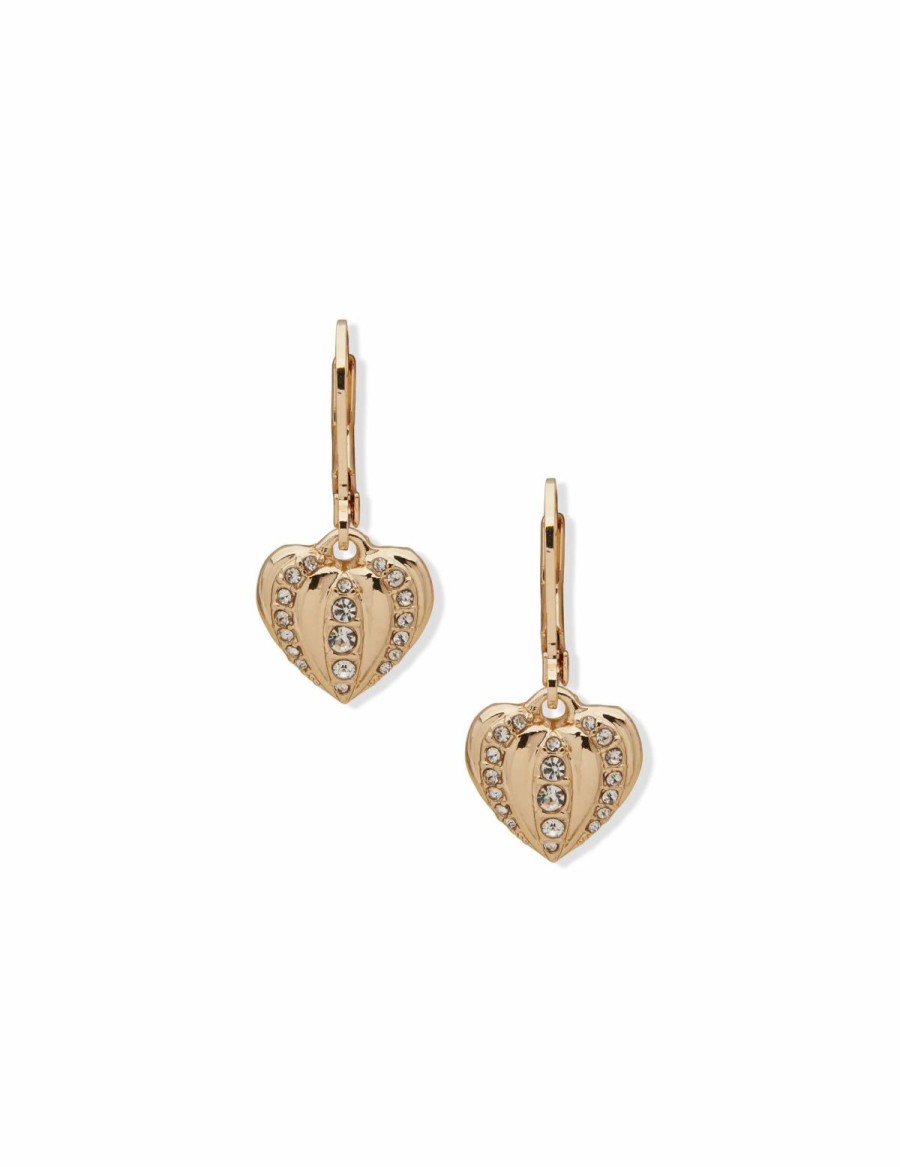 Watches & Jewelry * | The Jewelry Group Heart Drop Crystal Pierced Earrings Gold Tone