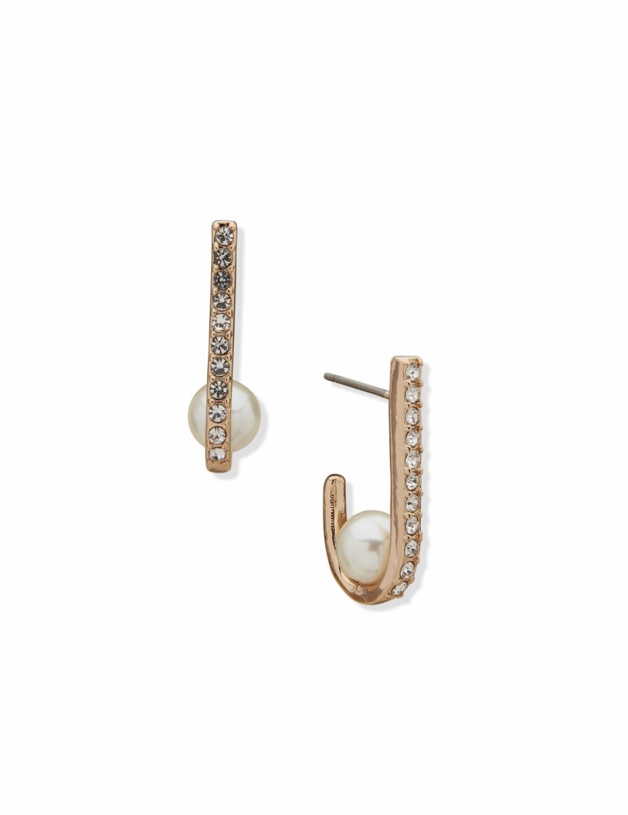 Watches & Jewelry * | The Jewelry Group C Hoop Earring With Pearl Gold Tone