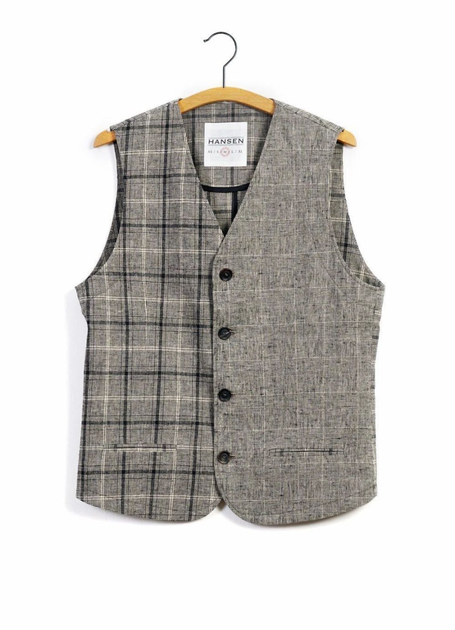 Tops * | Hansen Garments Daniel | Four Button Waistcoat | Mixed Check