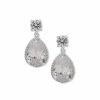 Watches & Jewelry * | The Jewelry Group Halo Pear Drop Studs Silver-Tone