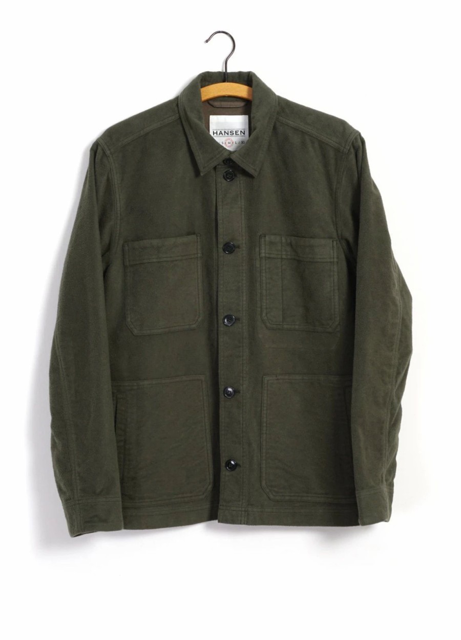 Tops * | Hansen Garments Bertram | Refined Work Jacket | Dark Green