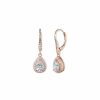 Watches & Jewelry * | The Jewelry Group Rose Gold-Tone Cubic Zirconia Halo Drop Earrings Rose-Tone