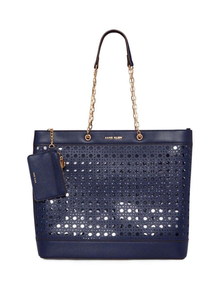 Handbags * | Madden Handbags Large Perforated Tote With Card Case Distant Mountain/ Distant Mountain