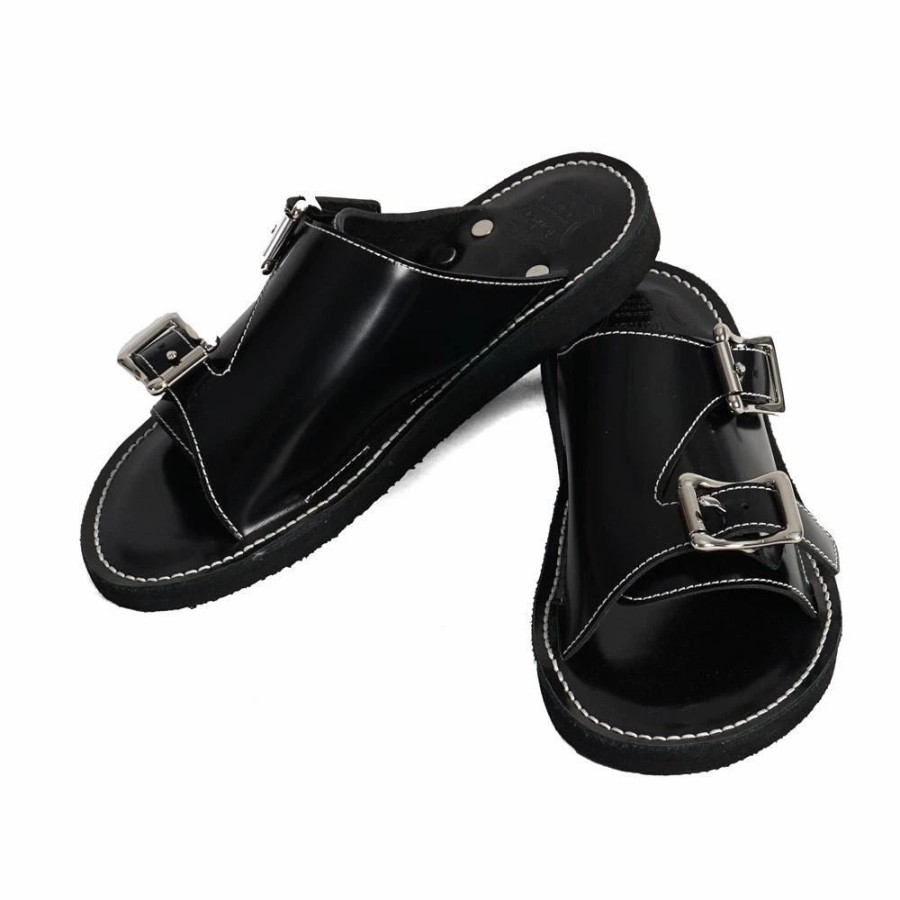 Footwear * | Ferker Calf Leather Sandal | Buckle Sandal | Black