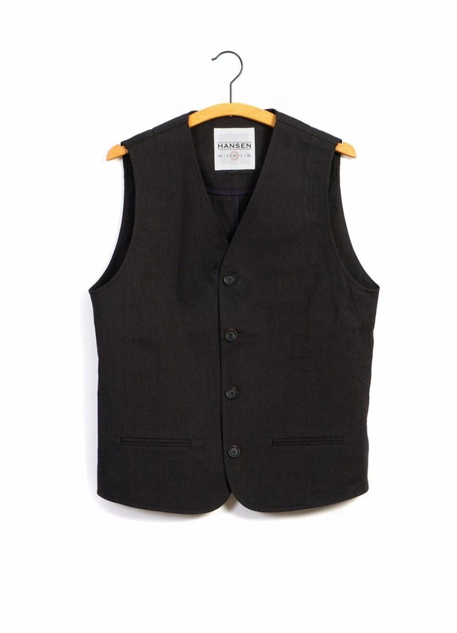 Tops * | Hansen Garments Daniel | Four Button Waistcoat | Coffee Melange