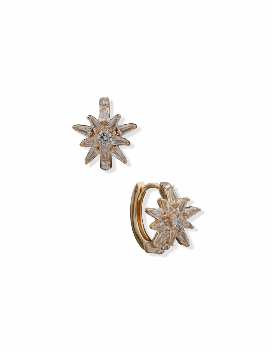 Watches & Jewelry * | The Jewelry Group Starburst Hoop Earrings Gold-Tone