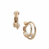 Watches & Jewelry * | The Jewelry Group Double Hoop With Pearl Clip Earrings Gold Tone