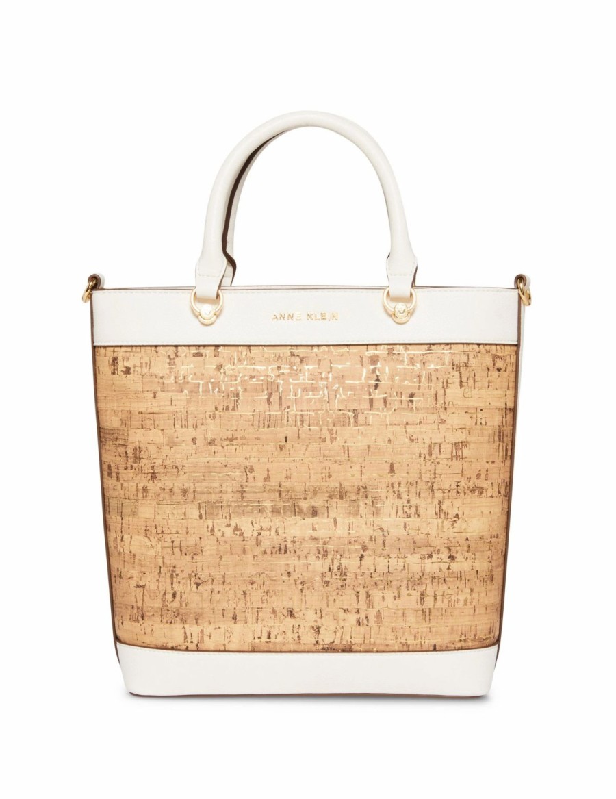 Handbags * | Madden Handbags Mini Cork Tote With Pouch Anne White / Cork