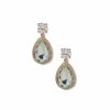 Watches & Jewelry * | The Jewelry Group Round With Halo Pear Drop Stud Earrings Gold Tone/Green