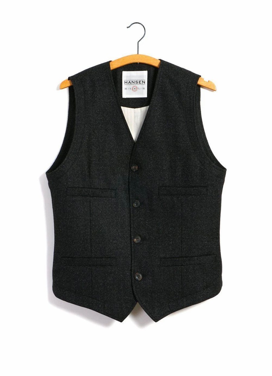 Tops * | Hansen Garments Danny | Classic Waistcoat | Black Marble