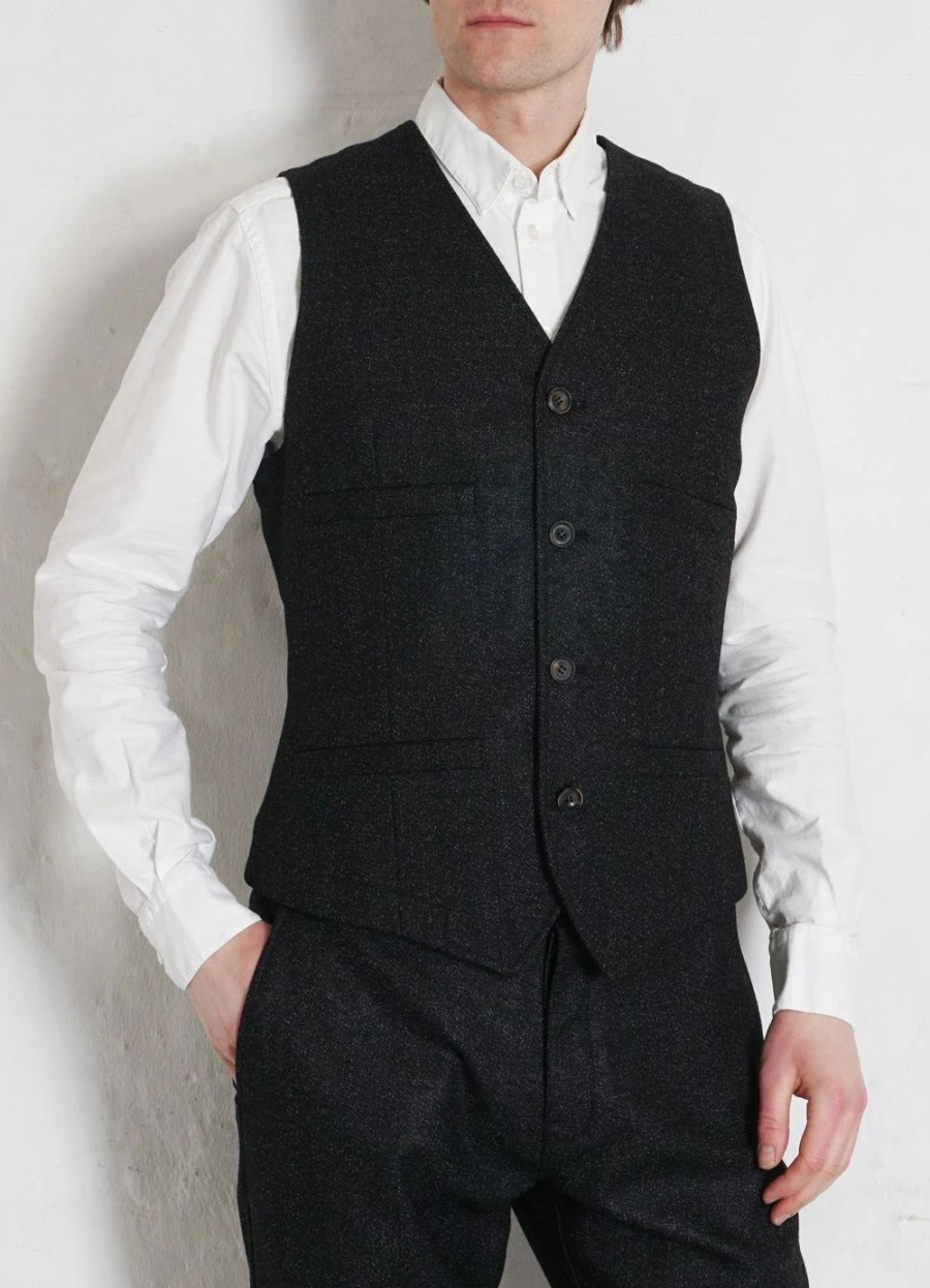 Tops * | Hansen Garments Danny | Classic Waistcoat | Black Marble