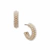 Watches & Jewelry * | The Jewelry Group Pearl C Hoop Pierced Earrings Gold Tone