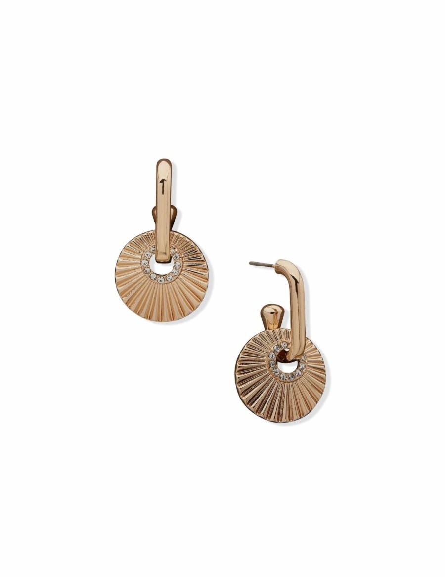 Watches & Jewelry * | The Jewelry Group Texture Orbital Drop Earrings Gold Tone