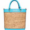 Handbags * | Madden Handbags Mini Cork Tote With Pouch Turquoise Sea / Cork