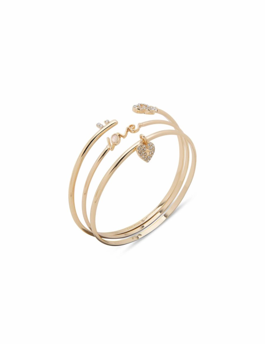 Watches & Jewelry * | The Jewelry Group Love&Heart Bangle Set Gold-Tone