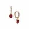 Watches & Jewelry * | The Jewelry Group Hoop With Oval Stone Drop Pierced Earrings Gold Tone