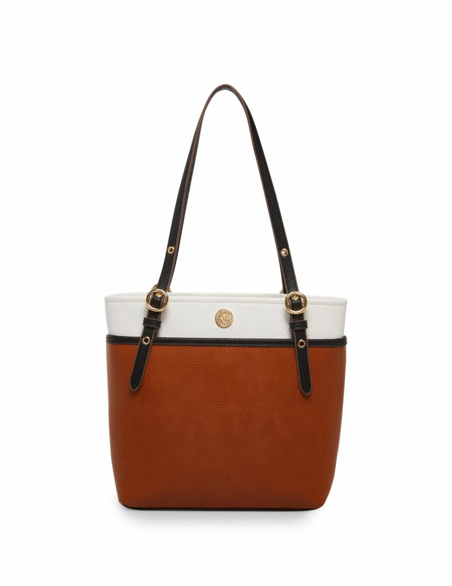 Handbags * | Madden Handbags Colorblock Ak Perfect Tote Bag Ginger Biscuit/Anne White/Black