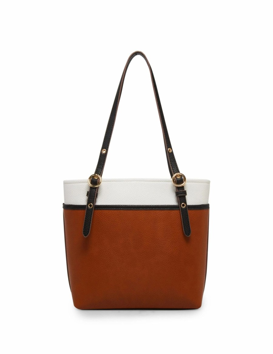 Handbags * | Madden Handbags Colorblock Ak Perfect Tote Bag Ginger Biscuit/Anne White/Black