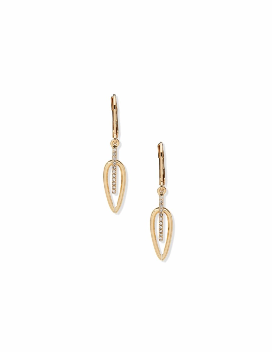 Watches & Jewelry * | The Jewelry Group Drop Earrings With Pave Gold-Tone