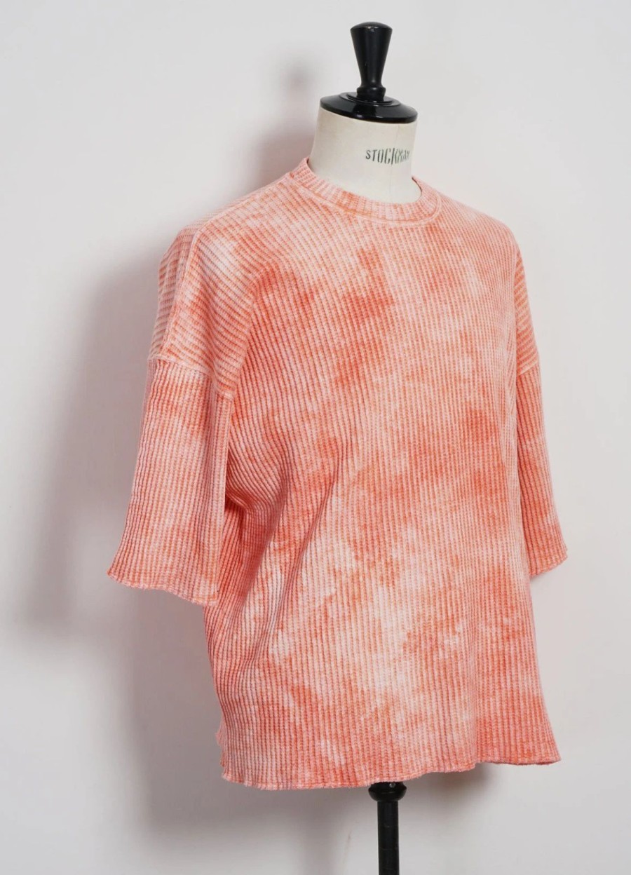 Tops * | Monitaly Tie Dye T-Shirt | Enzyme & Silicon Washed Thermal Crewneck | Pink