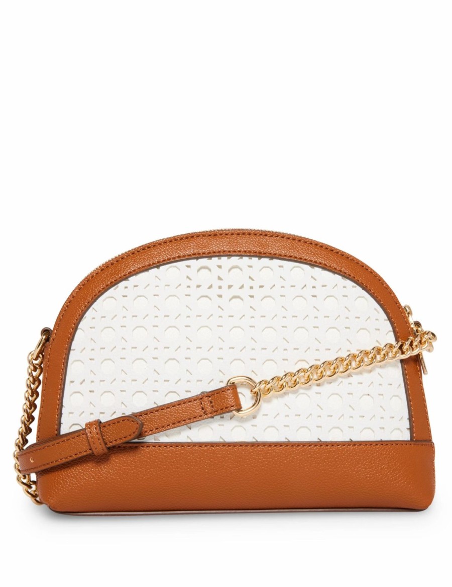 Handbags * | Madden Handbags Perforated Triple Compartment Crossbody Gardenia/ Saddle