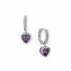 Watches & Jewelry * | The Jewelry Group Hoop With Heart Stone Drop Pierced Earrings Silver Tone